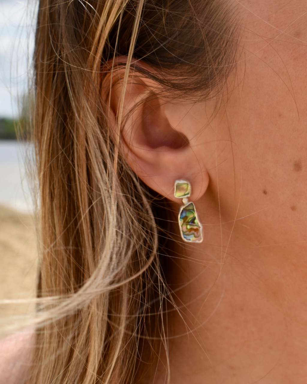 Abalone Duo Drop Earrings