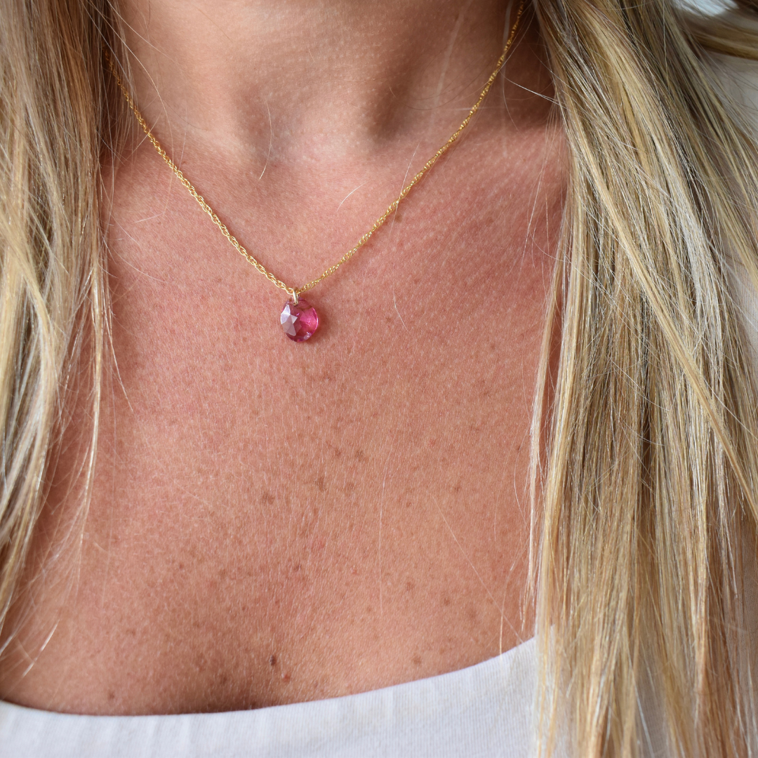 Natural Tourmaline Rope Chain Necklace