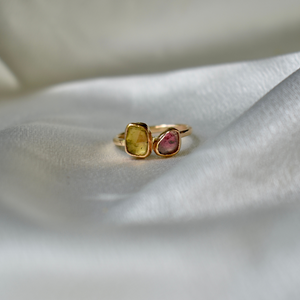 Tourmaline Ring - Olive and Pink Duo