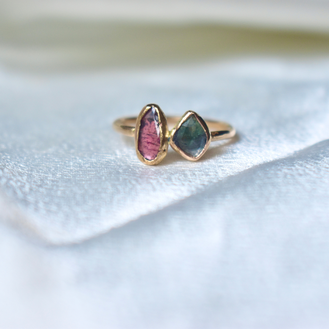 Tourmaline Ring - Pink and Blue Duo