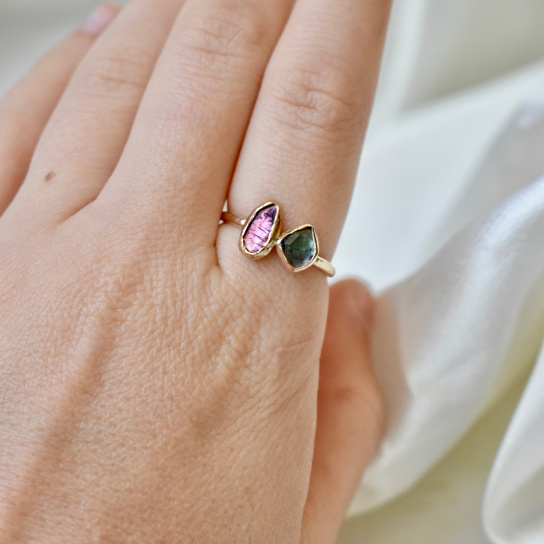 Tourmaline Ring - Pink and Blue Duo
