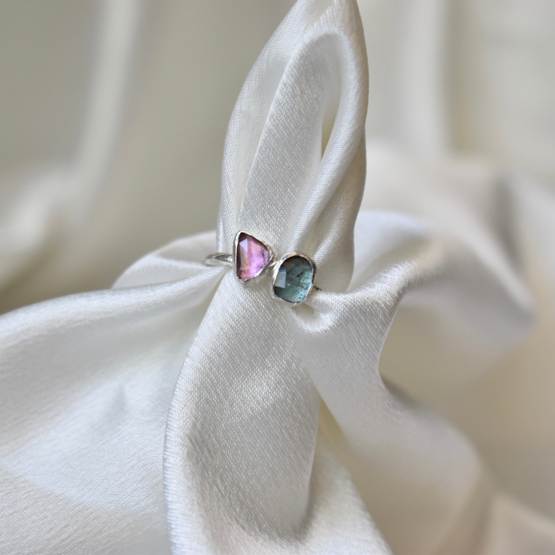 Tourmaline Ring - Blue and Pink Duo