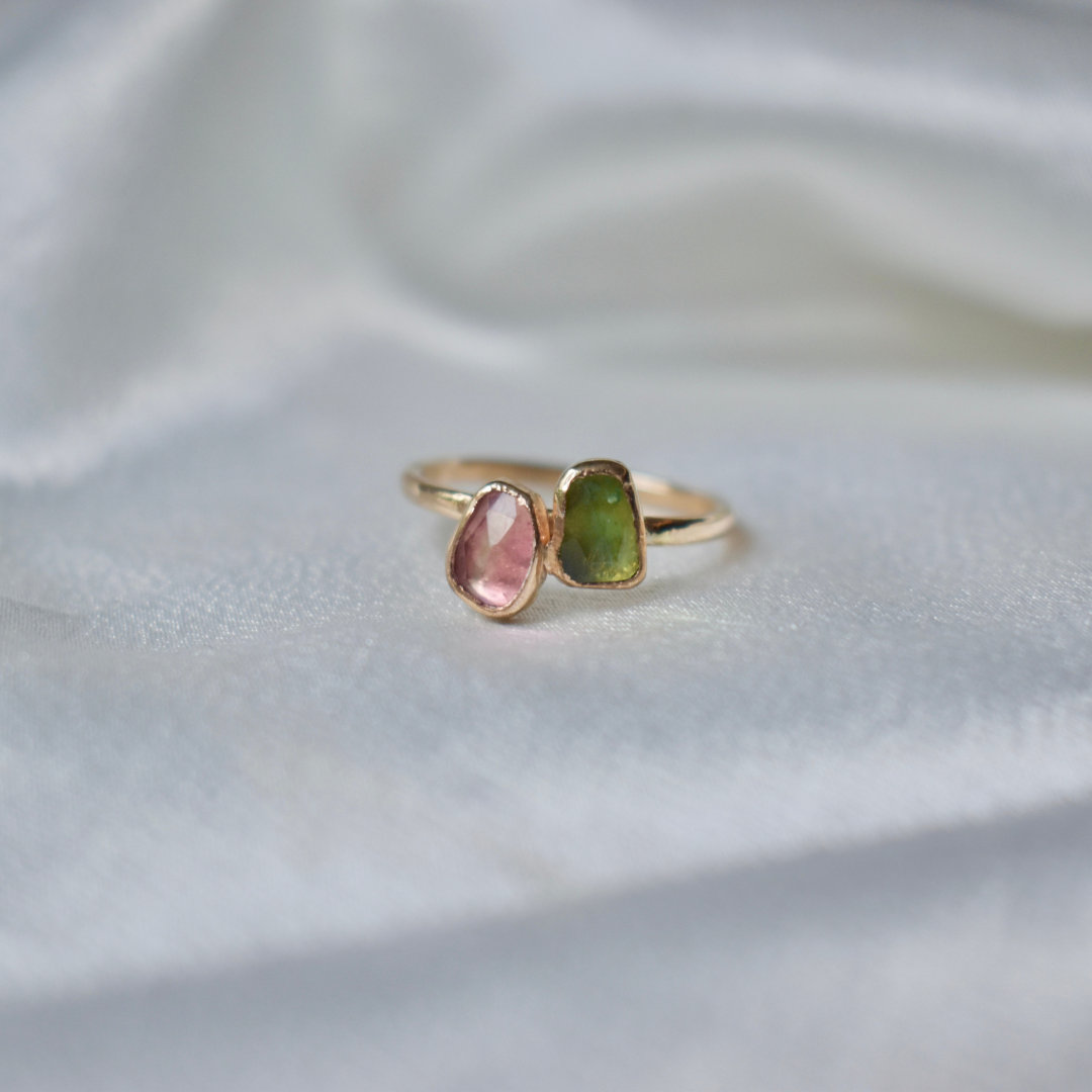 Tourmaline Ring - Pink and Green Duo